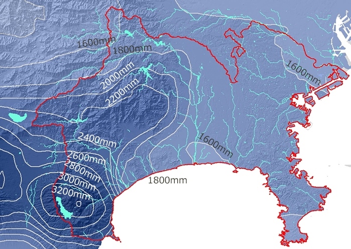 県内の降水量の分布図