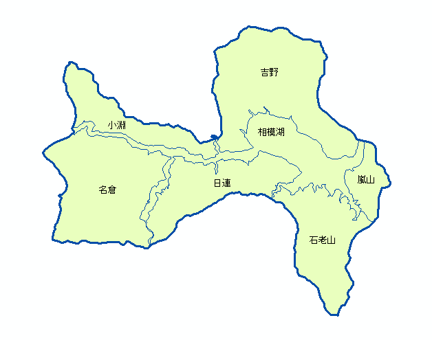 相模湖周辺小流域の図