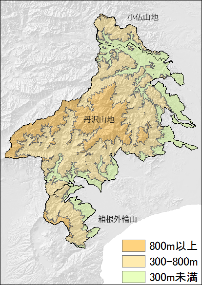 山地ごとの標高区分図
